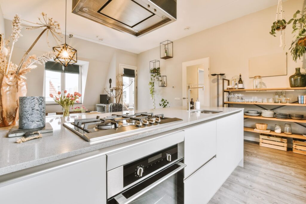 Stove and oven in kitchen